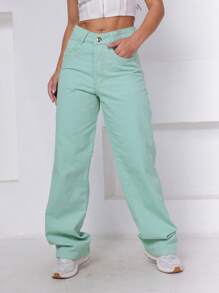 Women's Wide Leg Pants In Pastel Green, Perfect Fit, Premium Fabric - màu xanh lá - Xem 5