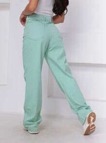 Women's Wide Leg Pants In Pastel Green, Perfect Fit, Premium Fabric - màu xanh lá - Xem 6