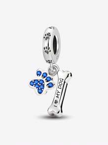 1 pieza Cuentas de plata de ley 925 con lindas huellas de mascotas, adecuado para pulseras y brazaletes de mujer, manualidades de joyería y como decoración diaria a juego con el atuendo para niñas