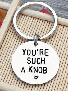 1pc You're Such A KNOB Funny S For Him Her Men Key Ring BFF Offensive Rude Husband Keychain Boyfriend KEYRING Valentines Day Bff Girlfriend Valentines School Car Accessories Cute Goth Y2k Halloween Accessories Teachers Day Christmas Gift Ideas Bag Accessories Lanyards With Id Holder Car Accessories Bag Charms Car Accessories Sister - Silver - View 3