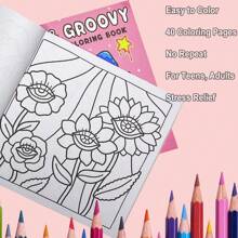 1 Pc & GROOVY Coloring Book Drawing Book With 40 Pages Of Cute Patterns On Mushrooms, Snails, Sunflowers, Cats, Etc.Designs For Birthday Gifts, Back-To-School Gifts, Thanksgiving Gifts, Christmas Gifts. Back To School,Back To School,School Supplies