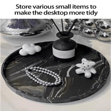 1pc Personal Computer Round Storage Tray, Silicone Vanity Tray, Aromatherapy Perfume Cabinet, Desktop Jewelry Tray, Bathroom Hand Soap Dispenser, Shower Gel, Shampoo, Flower Vase Pad, Suitable For Home, Bathroom, Kitchen, Living Room, Bedroom, Coffee Table, Marble Pattern