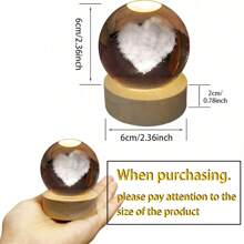 1 Piece 创意3D水晶球小夜灯 直径6cm 秋冬雪人系列 情人节情侣系列 浪漫爱心 激光内雕 圣诞树 雪人 水晶球生日礼物 圣诞装饰 派对装饰 节日装饰 周年纪念礼物 家居装饰小夜灯 送给爱人 送女朋友送男朋友礼物 适用于节日装饰 展示柜 办公桌 - 彩色 - 查看 21