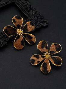 1 Paar plüschige Leoparden-Blumen Ohrringe, modisches, zierliches, einzigartiges Design, personalisierbar, vielseitig für täglichen Gebrauch und Tragen, Herbst/Winter