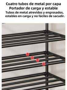Zapatero metálico de varios niveles - Organizador que ahorra espacio para la entrada, porche, patio, dormitorio, salón - Duradero, fácil de montar, ajustable, diseño compacto para varios tipos de habitaciones, muebles de almacenamiento portátiles - Negro - Ver 5