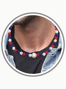 1 PIEZA Collar de cadena de cuentas con temática de béisbol, estilo deportivo para hombres, mujeres y atletas, Colección bling hielo, Joyería de collares de béisbol, Regalo para padre, hijo, familia, Navidad, San Valentín, mamá, madre, Día de la Madre
