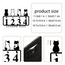1 Piece Metal Four Cute Cats Pattern Address Door Plate, Cartoon Aesthetic Wall Decoration, Outdoor Doorway Sign, Residence Living Room Office Decoration, Ideal For Valentine's Day, Christmas Gift, Personalized Gift