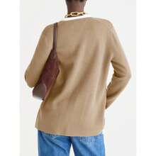 Womens V Neck Cardigan Button Loose Knit Sweater Blazer Open Front Elegant Cardigans With Pockets - 卡其色 - 查看 5