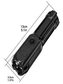 Puissante lampe de poche à LED Lampe de poche Lumens Lampe de poche rechargeable USB Imperméable Zoom Torche de pêche et de chasse LED pour voyages, Halloween, Noël, Thanksgiving