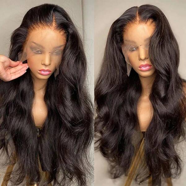 bling hair Parrucca di capelli umani ondulati 13x4 HD Parrucca frontale in pizzo Parrucca di capelli brasiliani Pre pizzicata Capelli del bambino Parrucca naturale trasparente Densità del 180% Capelli Jarin