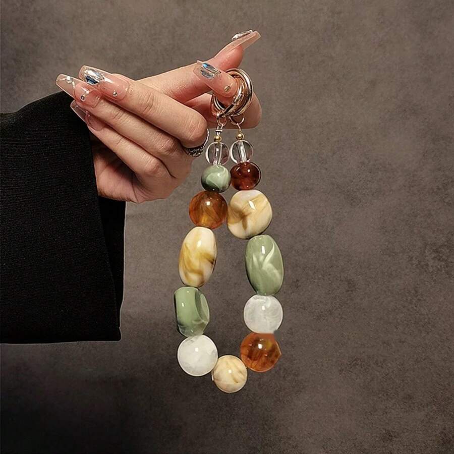 Handmade Beaded Keychain, Personalized Creative Women Handbag Pendant Wristlet Short Hanging Cord Car Key Chain Accessory Gifts For Mother, Family, Friends, Birthday, Holiday Phone Charm, Phone Chain