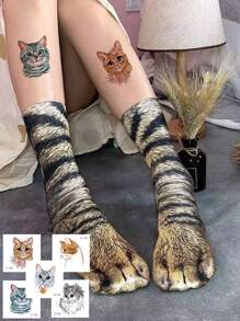 1 双趣味礼物猫爪袜子长袜适合成人女士男士青少年圣诞节礼物 - 彩色 - 查看 8