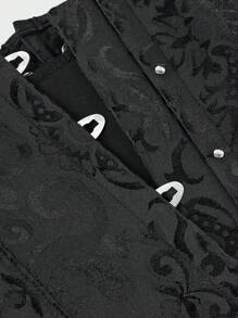 Underbust Corsets For Women,Corset Belt, Women's Floral Jacquard Lace Up Under Boob Corset Slimmer Body Shaper - màu đen - Xem 5