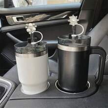 1 st. 40oz 30 oz acryl rietje dop, imitatie parel stof dop, glanzende imitatie parel bont afdekking, cartoon siliconen stof afdekking, beker accessoires, vakantie cadeau, verjaardagscadeau