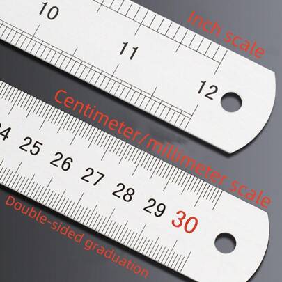 1pc/2pcs 20cm/30cm Stainless Steel Ruler, Measurement Tool Metal Straight Ruler (Suitable For Home Measurement, Handicrafts, Electrical Maintenance, Drawing Measurement),School Supplies,Back To School