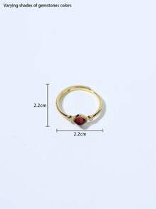 1 pieza Anillo solitario de berilo y circonita chapado en oro de 18 K sobre plata de ley 925, diseño minimalista, delicado y elegante para mujer, excelente para uso diario, regalo, fiestas y eventos