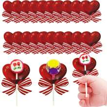 50pcs/100pcs Heart-Shaped Candy Card Holder Decoration Bow Lollipop Paper Card Insertion Cardboard Card Date Proposal Marriage Lollipop Paper Card DIY Decoration Greeting Card Birthday Mother's Day Teacher's Day Father's Day Party Decoration Wedding Anniversary Wife Parents Friends Small Gift Love Small Card (Excluding Candy)