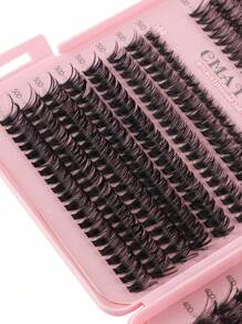 DIY 640pcs D Curl Individual Lashes Extension Kit, 10-16mm 30D+40D+50D Black Thick Cluster Fake Lashes, Fluffy D Curl Volume Lash Extension Set For Home Use Lash Clusters Kit, Lashes, Eyelashes, Fake Lashes - Black - View 9