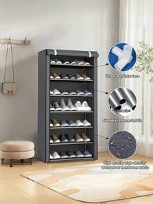 Large Shoe Rack,9 Tier Shoe Organizer With Nonwoven Fabric Cover, Shoe Storage Shelf For 40-50 Pairs Of Shoes, Entryway, Suitable For Sneakers, High Heels, Flats, And Boots, Grey - Xám - Xem 8