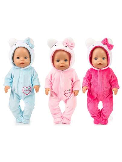 Conjunto de ropa de muñeca de 16-18 pulgadas de estilo americano con motivos de gatito en rosa, azul y rojo, apto para muñecas recién nacidas de 43 cm, ropa y accesorios de muñeca de otoño/invierno, ropa de muñeca de 10 cm, ropa para Baby Alive