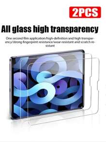 2 piezas de Protector de pantalla de vidrio templado compatible con iPad, de alta definición, alta transparencia, antirayado, resistente a golpes, cobertura de pantalla completa, resistente a huellas dactilares y sensible al tacto - transparente - Ver 1