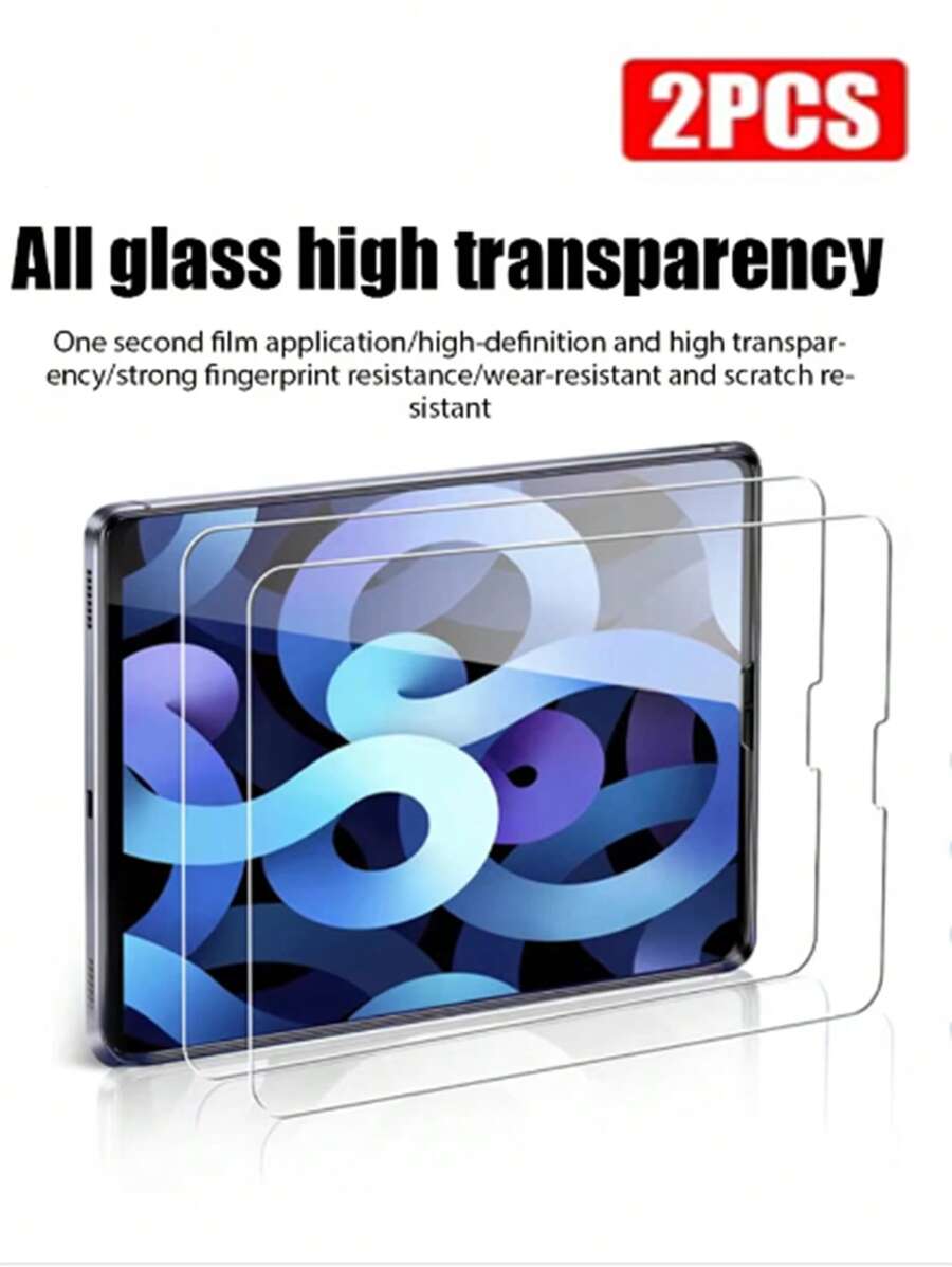 2 piezas de Protector de pantalla de vidrio templado compatible con iPad, de alta definición, alta transparencia, antirayado, resistente a golpes, cobertura de pantalla completa, resistente a huellas dactilares y sensible al tacto - transparente - Ver 1