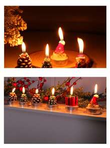 Christmas Candle Set: Carnival Romantic Ornaments Christmas Small Candle Light Gift Gift, Home Holiday Decorations - Smoke-Free, No Batteries Required, Made Of Wax