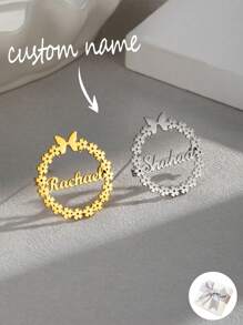 1 件定制名字蝴蝶胸针、不锈钢字母和花朵胸针纪念礼物、婚礼个性化徽标徽章胸针、定制名字礼服安全别针胸针、女士配饰、生日礼物、伴娘礼物、情人节礼物、母亲节礼物、毕业礼物 - 鋼色 - 查看 1