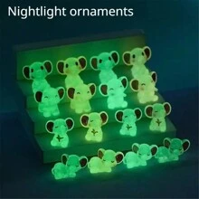 6/12/24pcs Cute Luminous Elephant Figurines, Glowing Small Elephant Sculptures Resin Crafts Decorations, Mini Art Statues For Garden Landscaping DIY, Planter Pots Decor, Yard Lawn Home Decorations