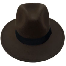 Brown Panama Felt Fedora Hat Classic Country Artist - 鏽棕色 - 查看 3