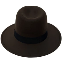 Brown Panama Felt Fedora Hat Classic Country Artist - 鏽棕色 - 查看 4