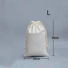 亚麻抽绳袋耳机首饰包装袋收纳布袋冬季旅行配件 - 米色 - 查看 4