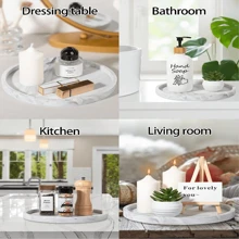 1pc Personal Computer Round Storage Tray, Silicone Vanity Tray, Aromatherapy Perfume Cabinet, Desktop Jewelry Tray, Bathroom Hand Soap Dispenser, Shower Gel, Shampoo, Flower Vase Pad, Suitable For Home, Bathroom, Kitchen, Living Room, Bedroom, Coffee Table, Marble Pattern