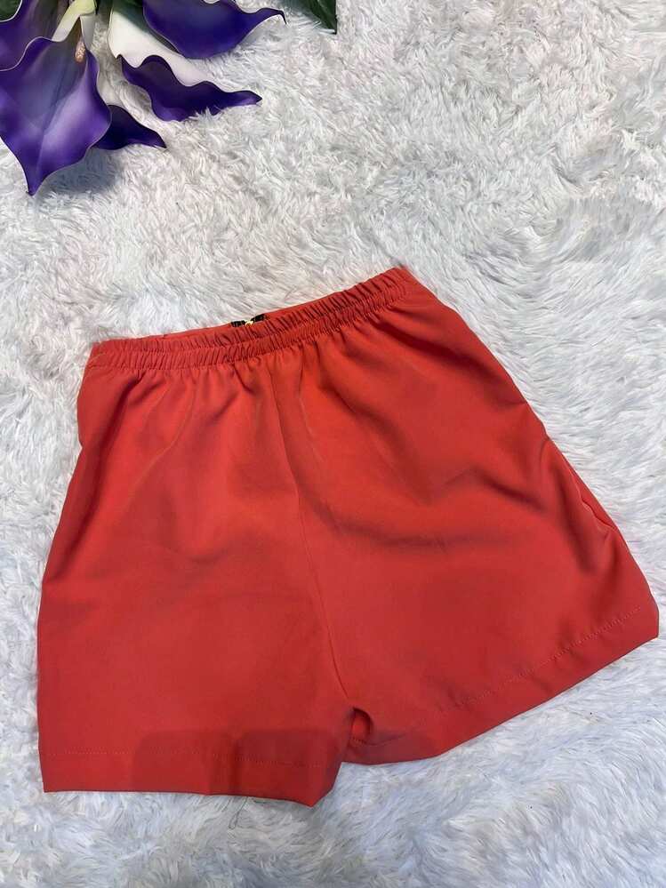 REED Women's Shorts With Zipper Details On The Front And Elastane At The Waist - 亮橙色 - 查看 2