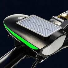 1pc Solar Powered Mountain Bike Light, Bright Night Riding Bell, Loud Ring Sound, Universal For Road Bicycle Front Light Horn