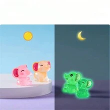 6/12/24pcs Cute Luminous Elephant Figurines, Glowing Small Elephant Sculptures Resin Crafts Decorations, Mini Art Statues For Garden Landscaping DIY, Planter Pots Decor, Yard Lawn Home Decorations