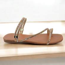 2Way Ilhabela New Release Rhinestone Flat Sandal 2 Ways To Wear - Rượu sâm banh - Xem 2