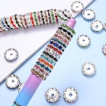 20 件 15 毫米彩色波浪水钻隔珠圆珠适用于制作珠宝手链项链耳环 DIY 串珠笔工艺品 - 鑽孔片 - 查看 6