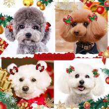 10 phụ kiện tóc bằng da kẻ caro màu đỏ và xanh lá cây hình ông già Noel Giáng sinh, thích hợp cho mèo và chó nhỏ, mũ đội đầu đa năng cho thú cưng, kiểu dáng ngẫu nhiên - Nhiều màu - Xem 5