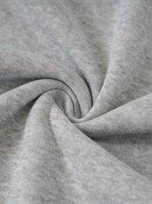 Capucha con estampado de panda con bolsillo de canguro con cordón con forro térmico - Gris - Ver 4