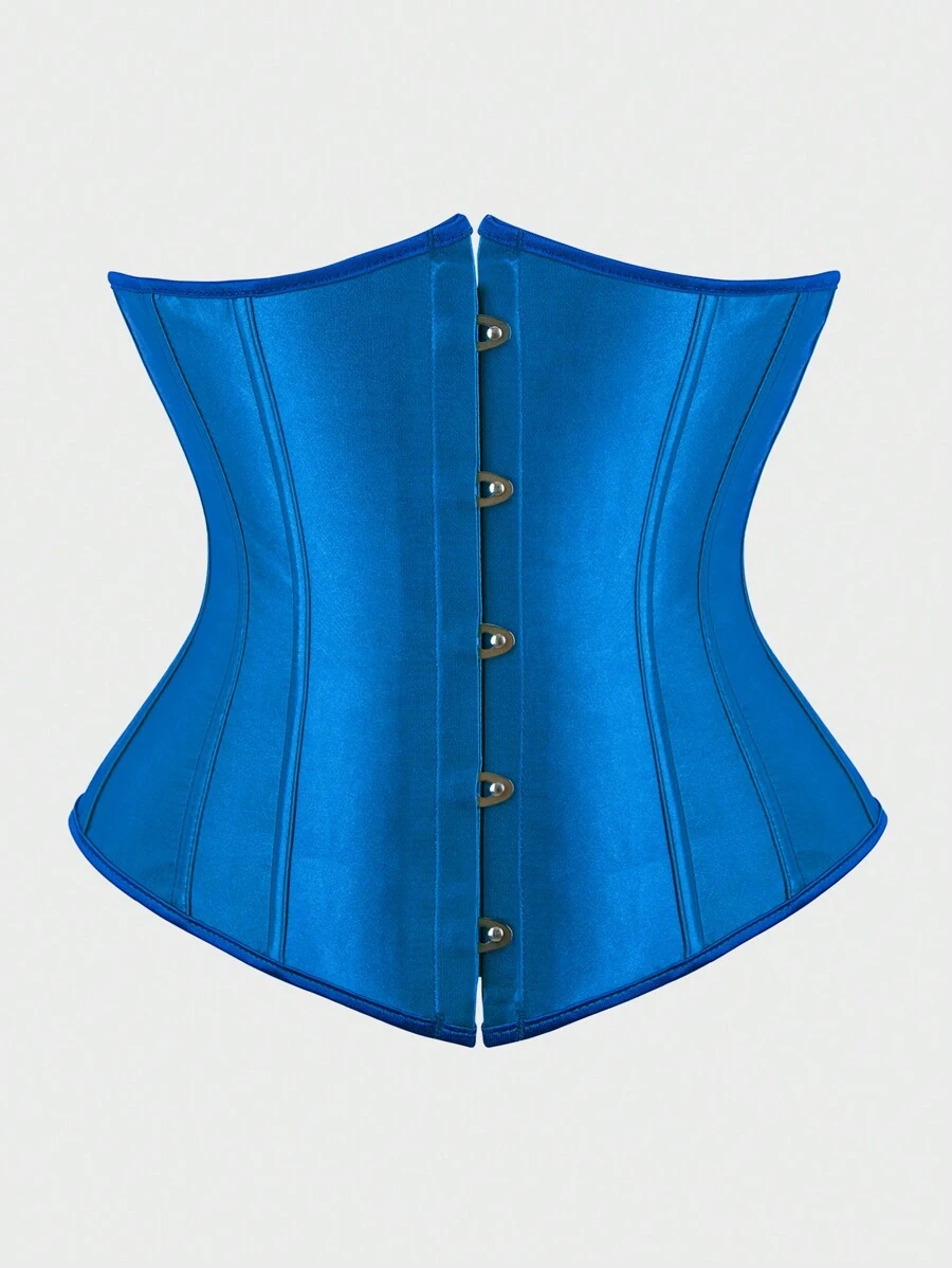 Underbust Corsets For Women,Corset Belt Tummy Control Lace Up Satin Corset,Under Boob Corset Women's Lingerie & Shapewear - Màu xanh lam - Xem 1