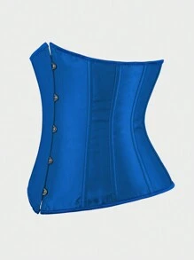 Underbust Corsets For Women,Corset Belt Tummy Control Lace Up Satin Corset,Under Boob Corset Women's Lingerie & Shapewear - Màu xanh lam - Xem 2