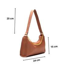 Kit 2 Bags (Black+Caramel) Women's Plain Baguettes Small Shoulder And Hand Chains - Lạc đà - Xem 5