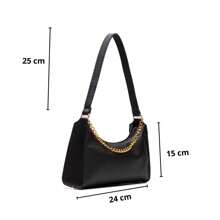 Kit 2 Bags (Black+Caramel) Women's Plain Baguettes Small Shoulder And Hand Chains - Lạc đà - Xem 4