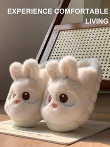 Women's Fuzzy Slippers, Warm And Comfortable For Everyday Casual Wear In Autumn/Winter, 2024 New Arrival Elegant Ladies Home Shoes With Low Heel, Simple Round Toe Design