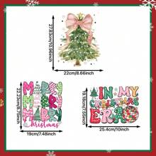 3 件/9 件圣诞节熨烫转印贴、可爱圣诞节熨烫补丁、乙烯基热转印贴纸，适用于衣服、包、枕套 DIY 装饰（格子风格） - 彩色 - 查看 2