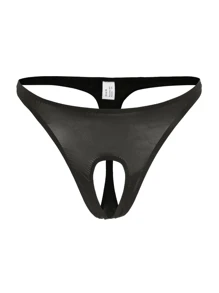 1 件男士时尚纯色丁字裤，性感前镂空丁字裤，舒适透气内衣