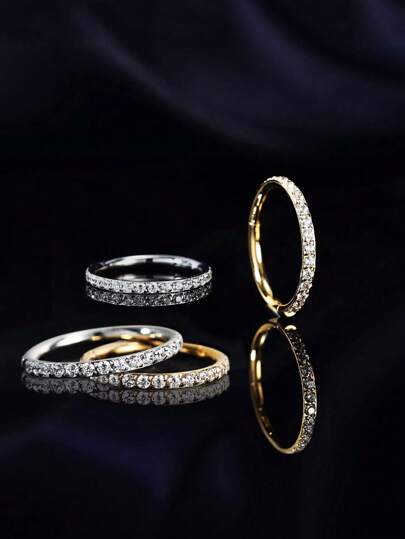 2 件/高端 316L 不锈钢 16G/18G 防过敏镀金鼻环，有金色和银色可选，镶嵌锆石，适合运动跑步，闭合环不易脱落。双隔膜环