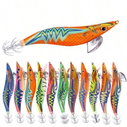 HENGJIA 1 pezzo Jig luminoso nel buio per calamari, 13,4 cm, 21,2 g, adatto per calamari, polpi, seppie e altre pesca in mare