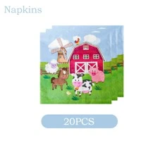 Zestaw 10/20 szt. zastawy stołowej na imprezę w stylu westernu z motywem krowiej farmy, zawiera 7-calowe/9-calowe papierowe talerzyki na imprezę z krowią farmą, serwetki na imprezę z krowią farmą, kubki na imprezę z krowią farmą. Nadaje się na imprezę z odgrywaniem ról w stylu kowbojskim, przyjęcie urodzinowe, piknik, dekoracje na imprezę rodzinną